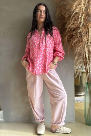 Zanzibar Pillow Cotton Hugh Shirt Rose & Hot Pink